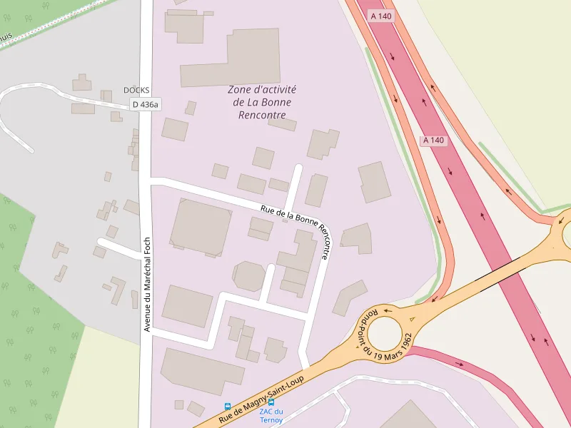 Plan des environs de la salle : 6 Rue de la Bonne Rencontre, 77860 Quincy-Voisins, dans la zone d'activité de la Bonne Rencontre, près du rond-point du 19 Mars 1962.